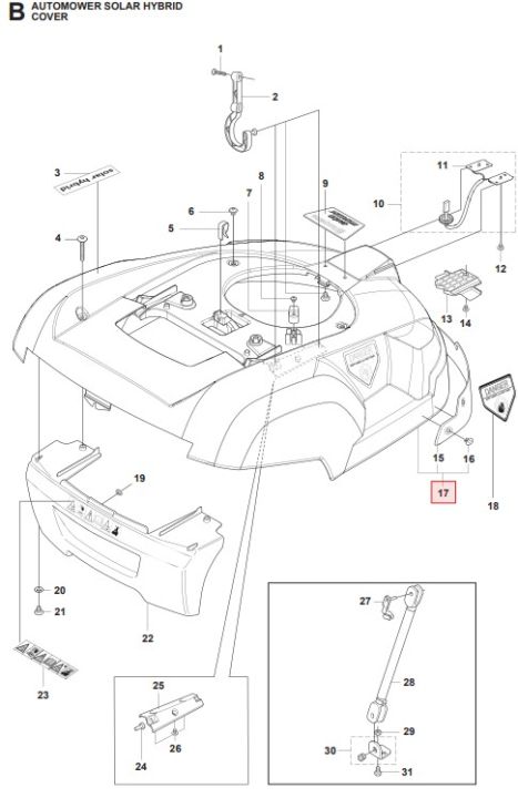Kit De Carrocería Soalr Híbrido 5100967-03 en el grupo Repuestos Robots Cortacésped / Piezas de repuesto Husqvarna Automower® Solar Hybrid / Automower Solar Hybrid - 2014 con GPLSHOP (5100967-03)