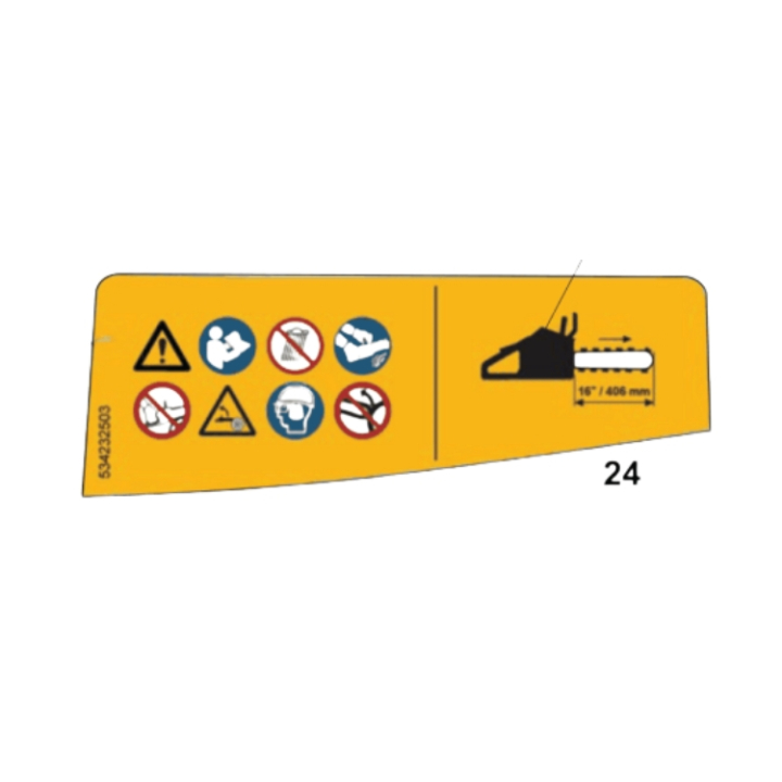 Advertencia de etiqueta Barra de 16 5342325-03 en el grupo Repuestos / Piezas de repuesto Motosierras / Piezas de repuesto Husqvarna 240i con GPLSHOP (5342325-03)