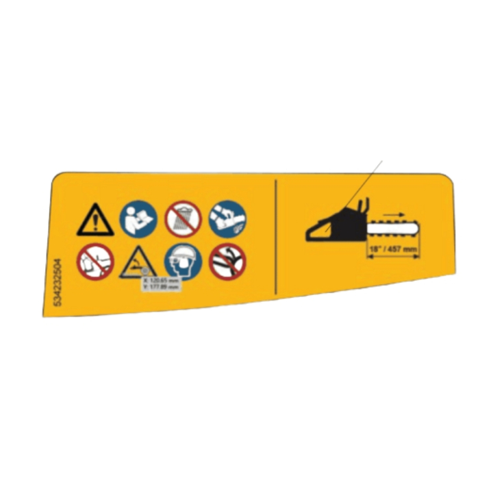 Advertencia de etiqueta Barra de 18 5342325-04 en el grupo Repuestos / Piezas de repuesto Motosierras / Piezas de repuesto Husqvarna 240i con GPLSHOP (5342325-04)