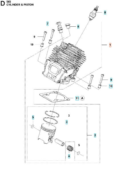 Conjunto de cilindro Husqvarna 565 en el grupo  con GPLSHOP (5901503-04)
