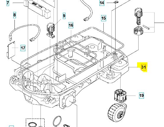 Chassis Lower P12 en el grupo Repuestos Robots Cortacésped / Piezas de repuesto Husqvarna Automower® 315 Mark II / Automower 315 Mark II - 2023 con GPLSHOP (5965680-02)