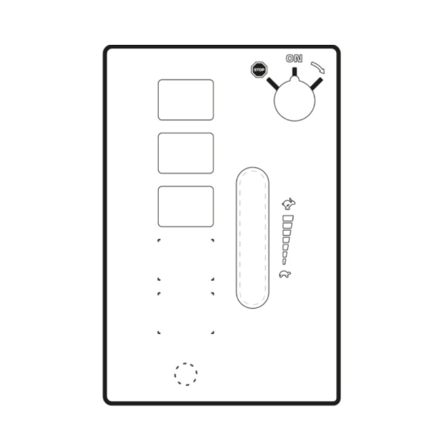 Panel de control inferior con calcomanía