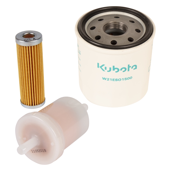 Kit de mantenimiento con filtro de aceite de motor, filtro de precombustible, filtro de combustible - cada 100h (200h comercial)