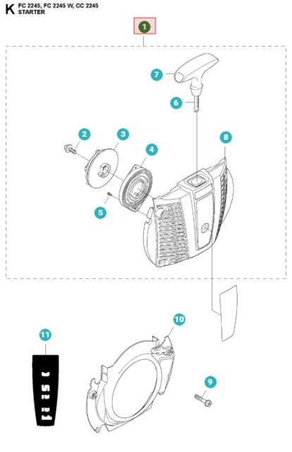 Conjunto de arranque Jonsered CC2245, FC2245