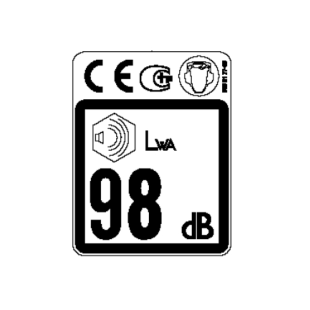 Etiqueta combinada Eu/Aus 102 dB
