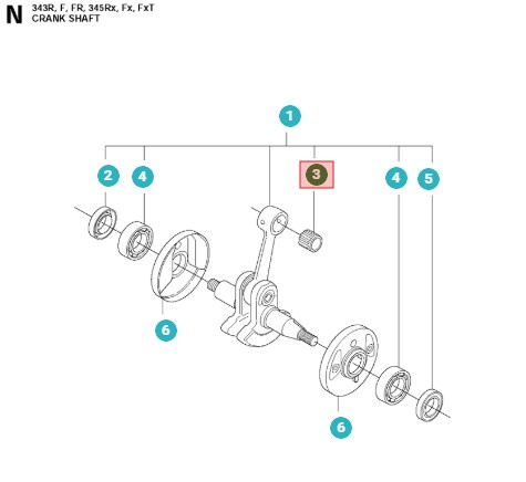 Cojinete de pasador de pistón Husqvarna 340, 345, 350 5014516-01