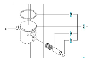 Pistón Kpl 135, 140 435, 435 II, 440, 440 II, CS2240