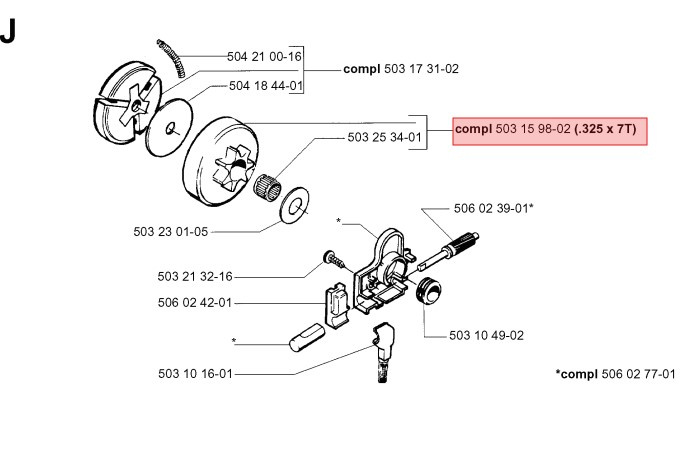 Tambor de embrague .325 7T 40, 45, 49, Jonsered 2041-2050
