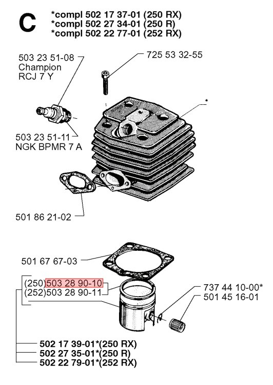 Anillo De Pistón 246, 250RX, 252RX, 340, 345, 351