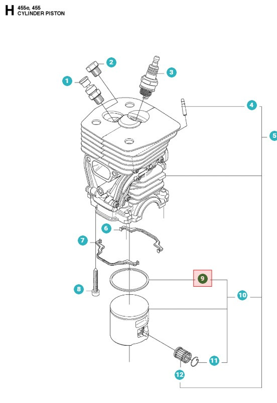Anillo De Pistón Husqvarna 455 Rancher, Jonsered CS2255