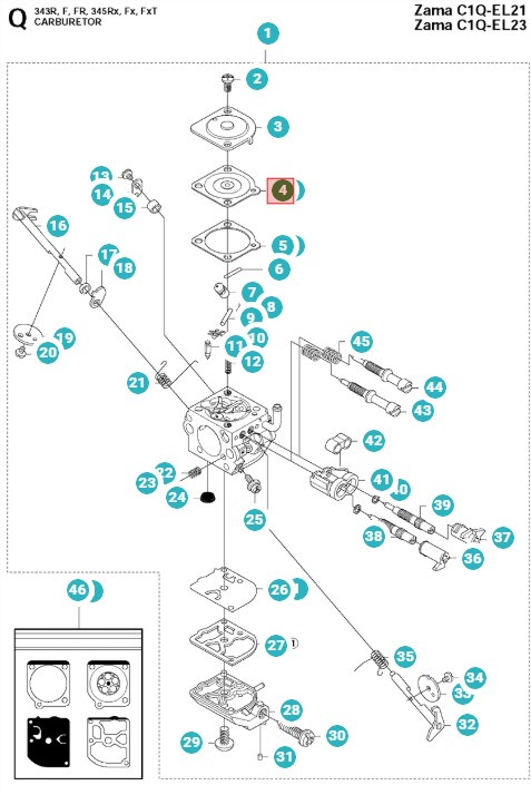 Diafragma De Control Husqvarna 245RX, 343FR, 345R, 55