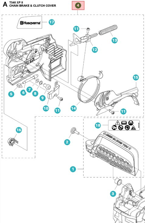 Tapa Embrague Husqvarna T540XP, T540XP Mark II