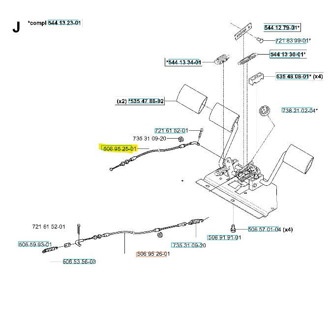 Cable Rider 11, 13 C5, 850, 970, Jonsered FR2211