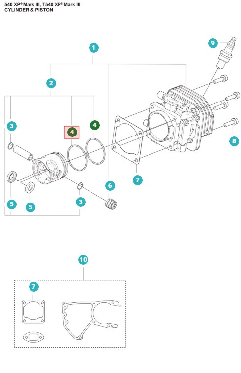 Anillo De Pistón 439, T435, 540XP Mark III, T540XP Mark III