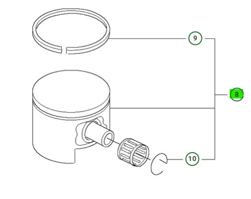 Pistón Kpl 346XP 44,3mm 50CC Decomp