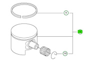 Pistón Kpl 346XP 44,3mm 50CC Decomp Pistón Kpl 346XP 44,3mm 50CC Decomp