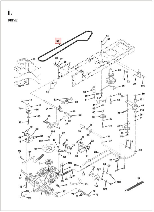 Correa de transmisión para Husqvarna YTH 130, YTH 150, YTH 160, YTH 180