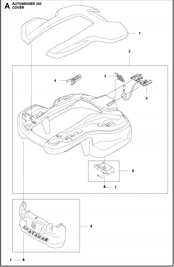 Cableado con contactos de carga Automower 305 (2020 en adelante), 310 II, 315 II