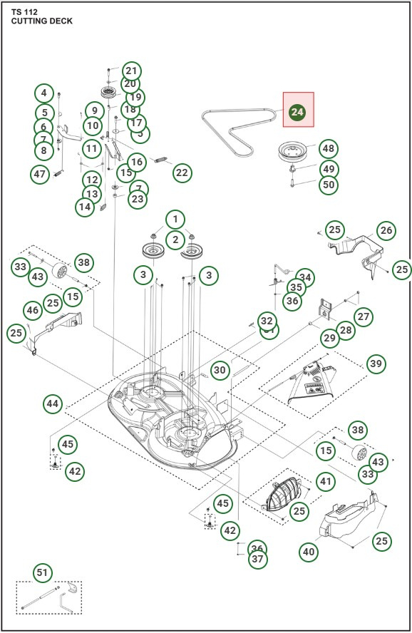 Correa de plataforma de corte para Husqvarna TS112, TS114