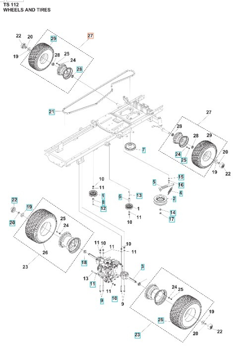 Juego de ruedas TS 112, TS 114, TC 215T, TC 220T, TS 112, TS 114, TS 215T, TS 217T