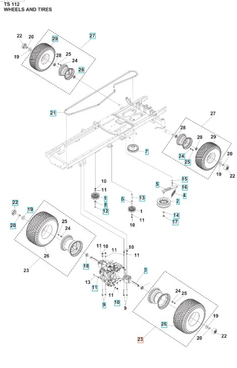 Juego de ruedas TS 112, TS 114, TC 215T, TC 220T, TS 112, TS 114, TS 215T, TS 217T