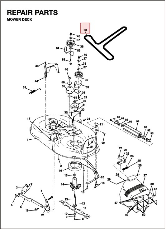 Correa corte LT1238, LT1538, LTH120, LTH130, LTH140 y otros
