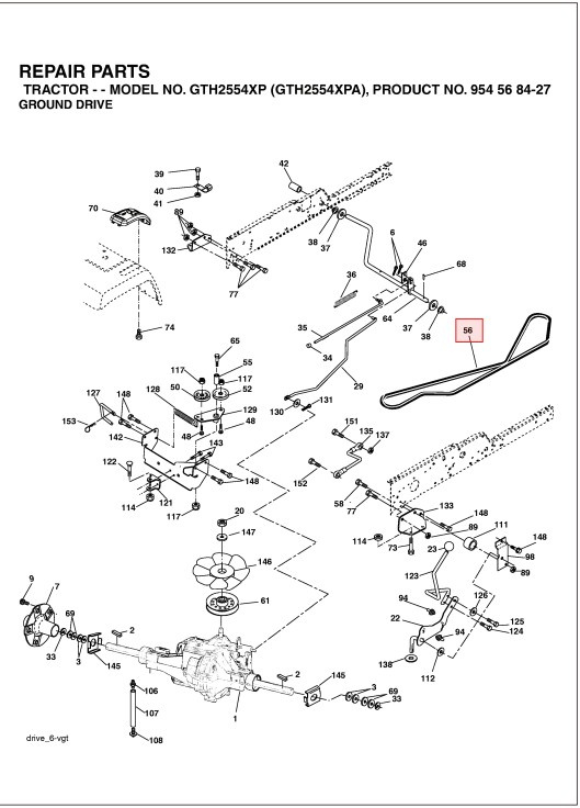 Correa de transmisión para Husqvarna GTH 250, GTH 2250, GTH 2548, GTH 2550