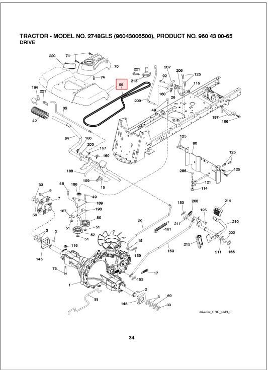 Correa de transmisión para Husqvarna GT52XLS, GTH24 K54, GTH 24 V52, GTH2752