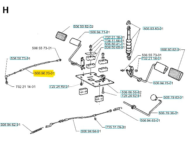 Cable Hidrostato Rider 13, 850HST, 970HST, ProFlex 18, 20, 1200