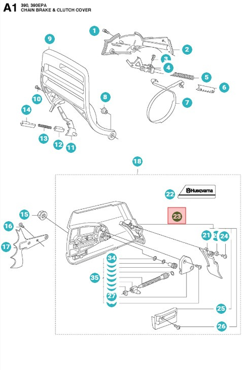 Tapa de embrague Husqvarna 390XP, 390XPG