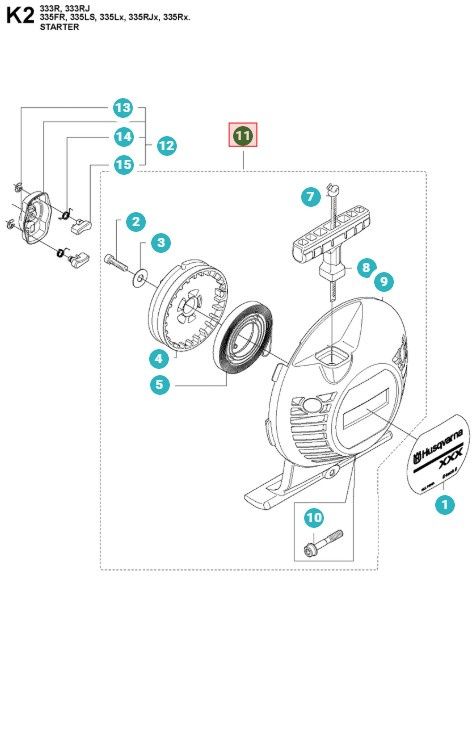 Motor de arranque Husqvarna 335FR, 335RX, 535RXT, 535LK