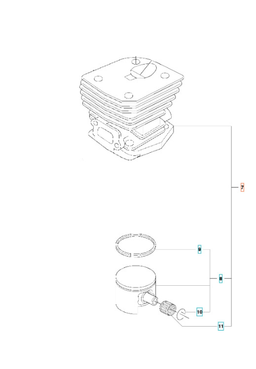 Cilindro Kpl Husqvarna 353, Jonsered CS2147, CS2152