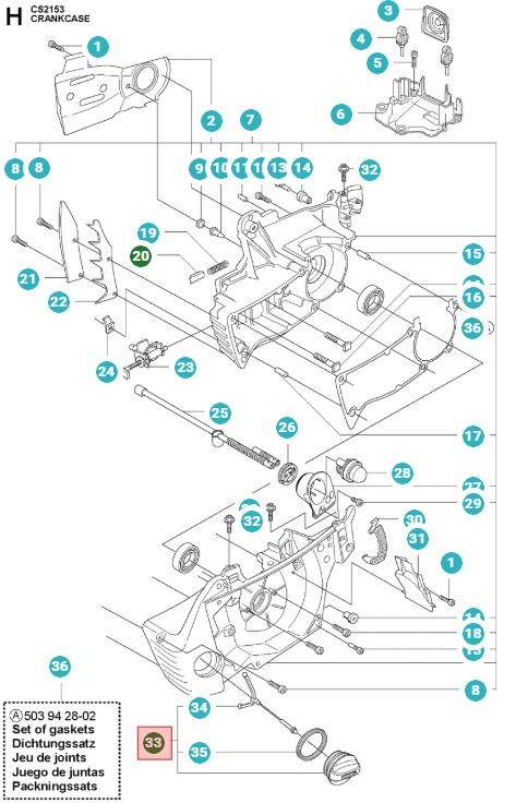 Tapa del tanque Jonsered 2141, 2145, 2147, 2150, 2152