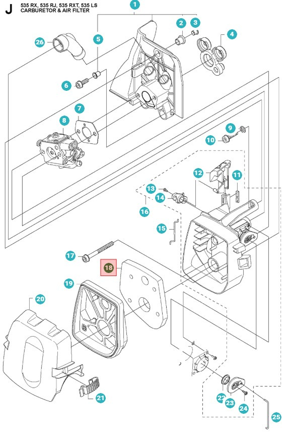 Filtro de aire 335FR, 335RX, 535RXT, 535FBX, CC2235