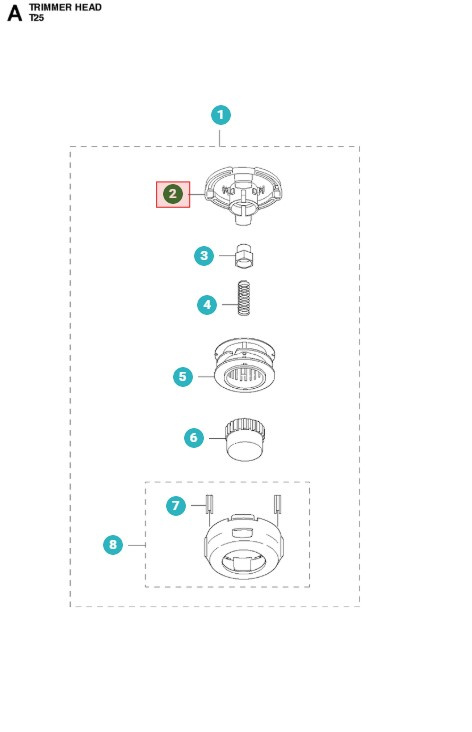 Parte superior del cabezal de corte T25