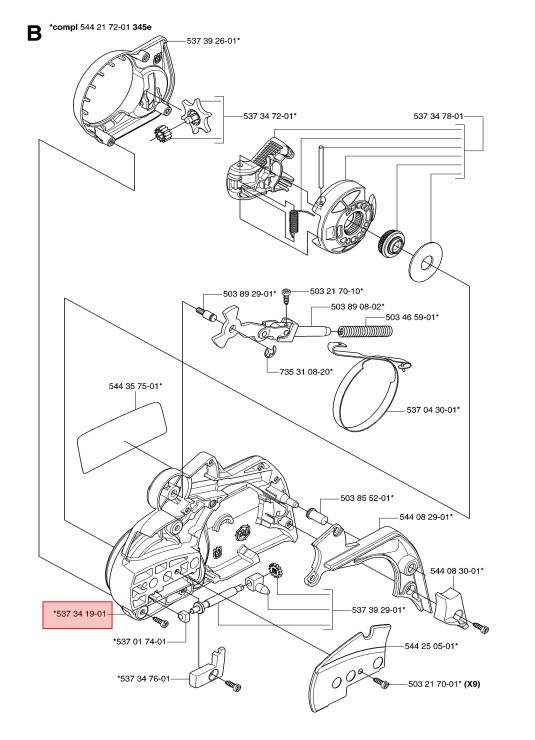 Tapa de embrague Husqvarna 340, 350
