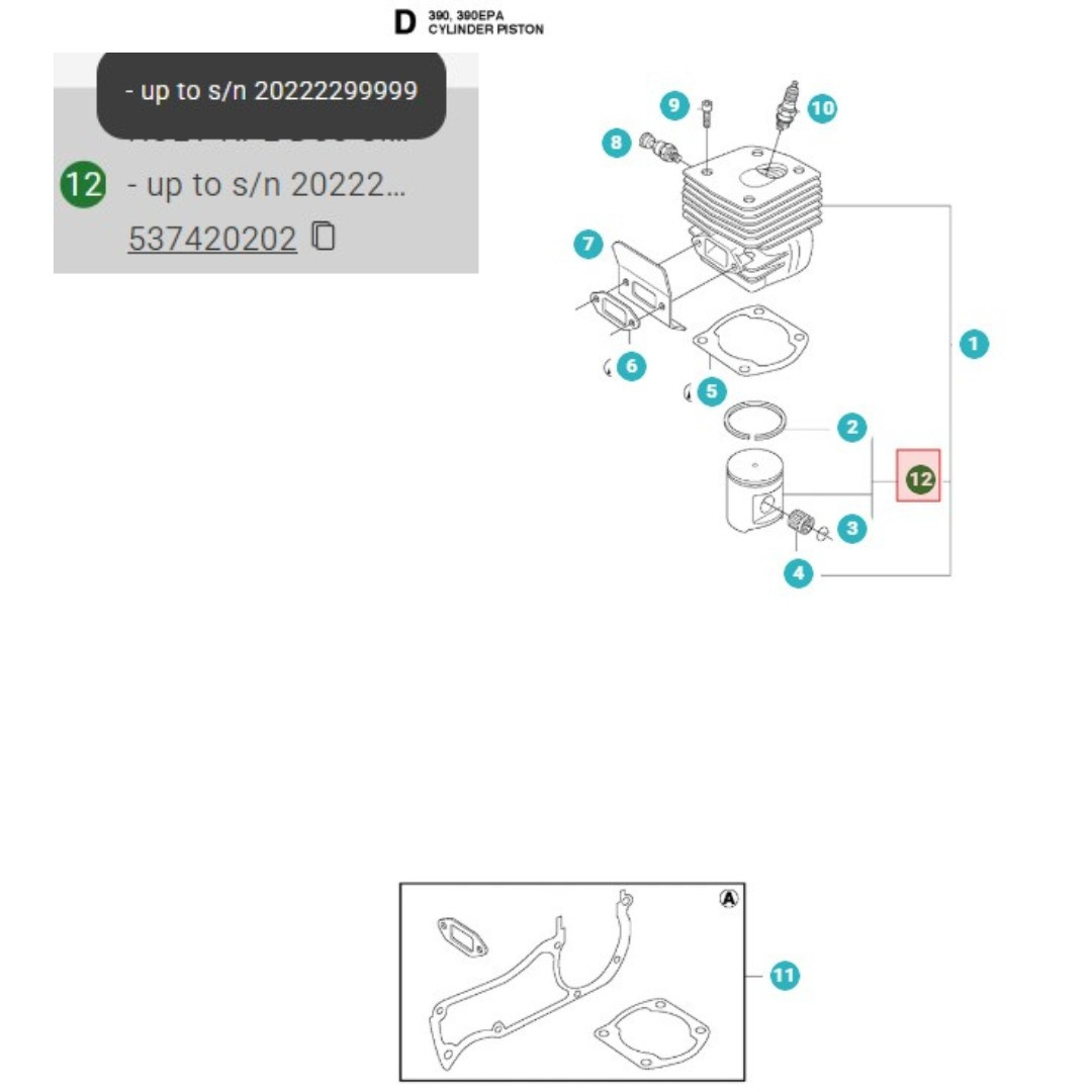 Conjunto 55mm Husqvarna 390XP