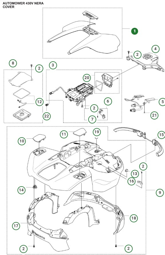Cubierta superior Automower 430V Nera