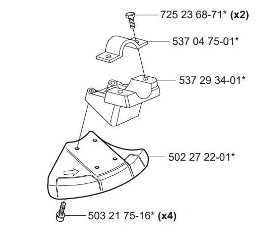 Protector de cuchilla Husqvarna 323C, 323R, 324RX, 524R, 525R, etc