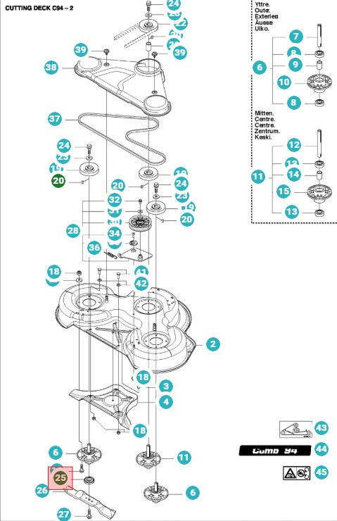 Accesorio de cuchilla Rider 11, 13, 214 & 216