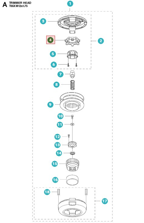 Buje cabezal de corte T55