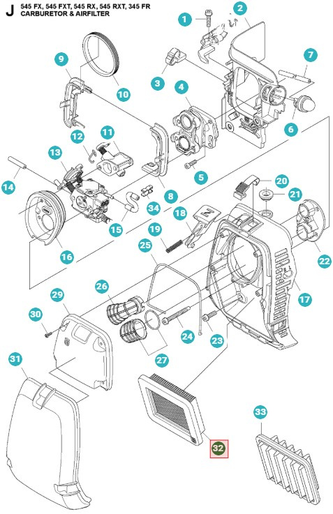 Filtro de papel de filtro de aire 345/545/555 - 5746680-03