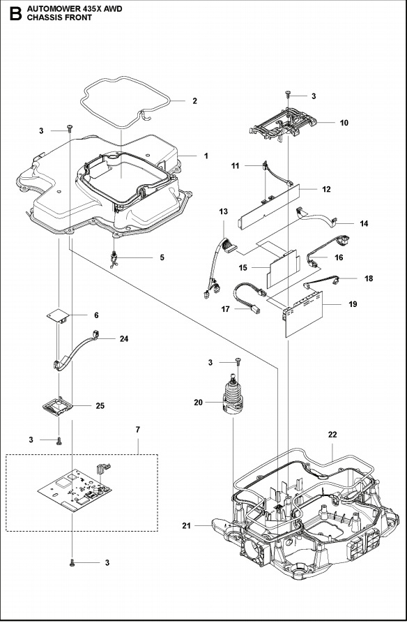 Sealing strip upper front chassis 435X