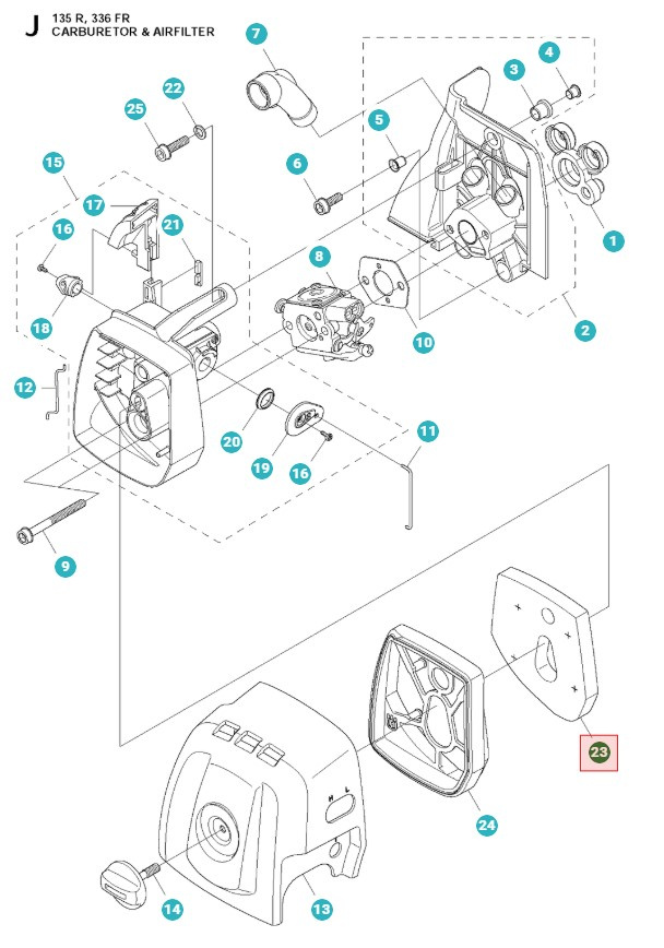 Filtro De Aire Husqvarna 336FR, 135R, 336RK