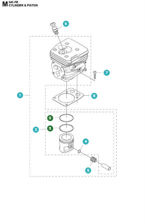 Anillo de pistón 42mm Husqvarna 345FR, 545FR, 545FX, 545RX, FC/CC 2245