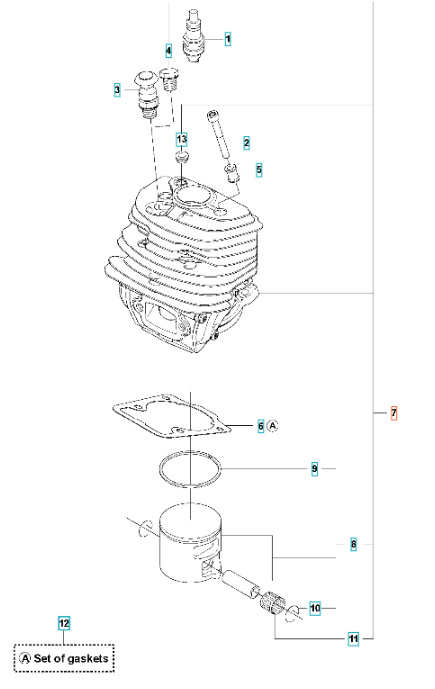 Cilindro-Pistón Husqvarna 545(Gen 1), CS2252