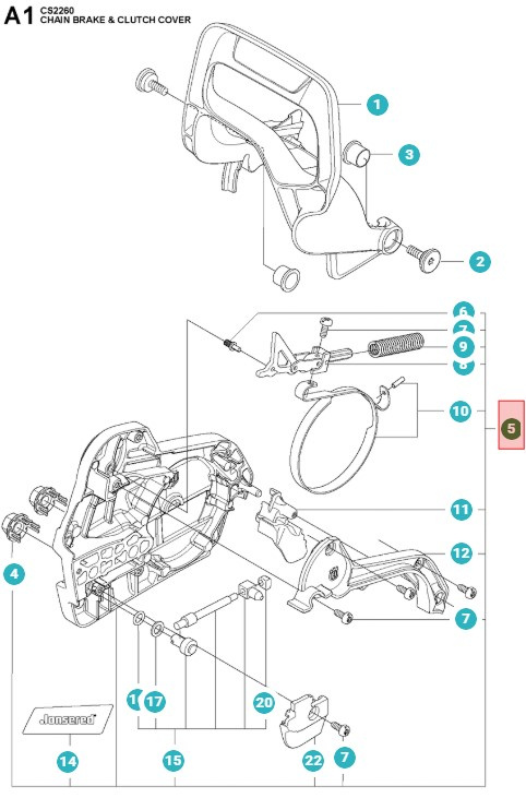 Tapa de embrague Jonsered CS2252, CS2253, CS2258, CS2260