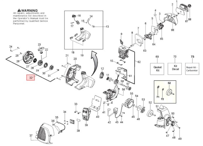 Conjunto de arranque Husqvarna 128R, 128C, 128L