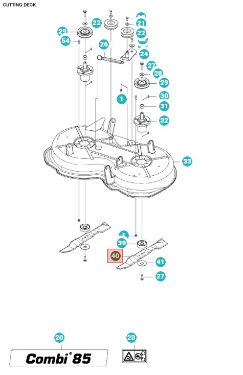 Hoja Husqvarna Combi 85 Rider 111B, 112C, FR2312MA