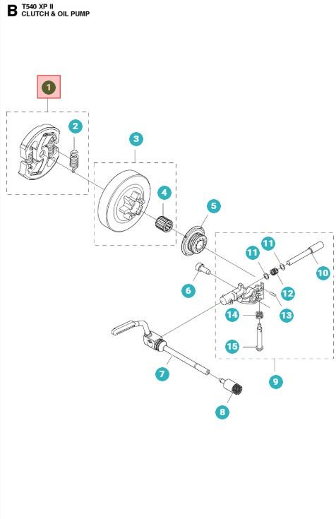 Embrague Husqvarna T540XP, T540XP Mark II, 540XP Mark III